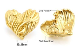 ARETE GRANDE CORAZON DORADO CORRUGADO