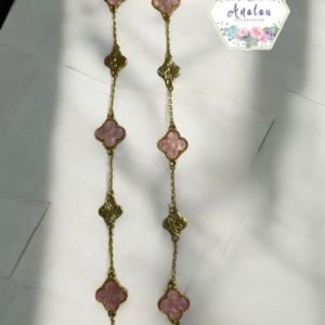 PULSERA TREBOL ROSA DORADO