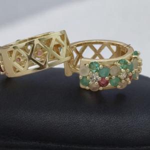 ARETE FLORES COLORES VERDE DOBLE VIST