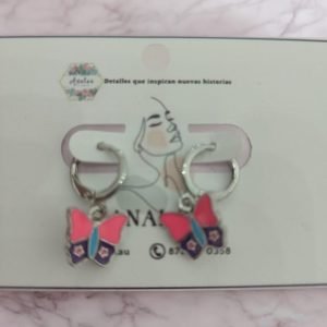 ARETE MARIPOSA ROSA FIUSHA MORADO