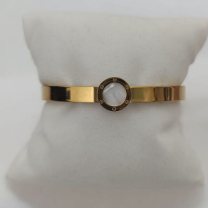 PULSERA CARTIER DORADA LISA CIRCULO BLANCO