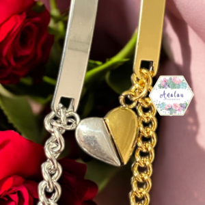PULSERA PAREJA DORADO PLATA CORAZON