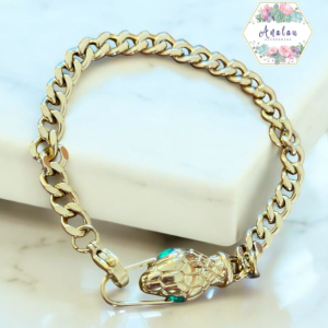 PULSERA SERPIENTE OJOS VERDE