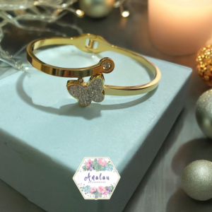 PULSERA DORADA 1 MARIPOSA 1 PIEDRA