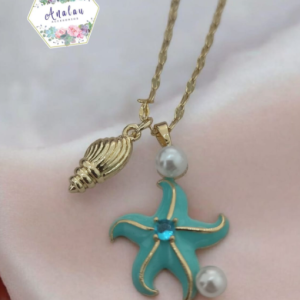 COLLAR ESTRELLA AQUA PERLAS Y CONCHA