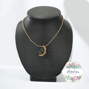 COLLAR CORAZON PIEDRA NEGRA MOÑO