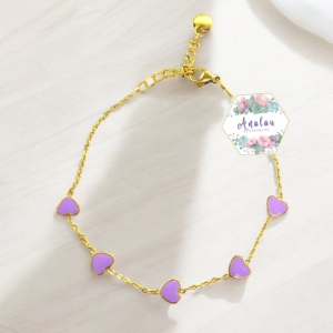 PULSERA 5 CORAZON LILA