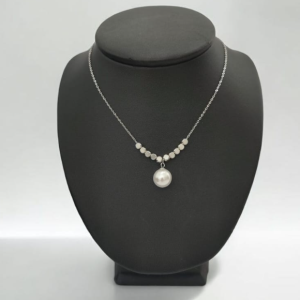 COLLAR CLASIC PERLA BLANCO PLATA CUADRADOS