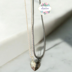 COLLAR DE PAREJAS PLATA NEGRO CO9RAZON IMAN
