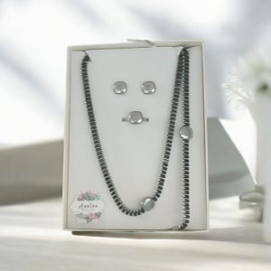 CONJUNTO BAGUETTE PLATA NEGRO