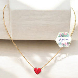 COLLAR CORAZON ROJO INCRUSTADO