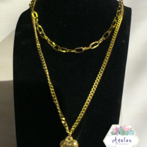 COLLAR 2 LINEAS CORAZON ESLABON