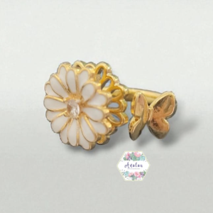 ANILLO FLOR BLANCA MARIPOSA