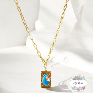 COLLAR DORADO MAMA MANTA AZUL
