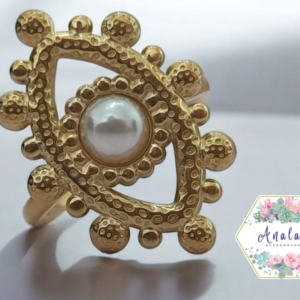 ANILLO OJO BLANCO DORADO