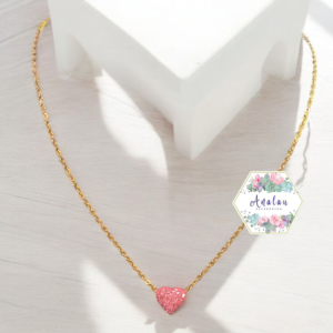 COLLAR CORAZON ROSA INCRUSTADO