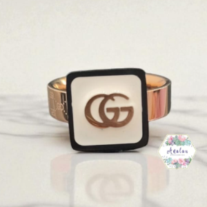 ANILLO GG ROSA CUADRADO NEGRO BLANCO