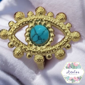 ANILLO OJO AZUL DORADO
