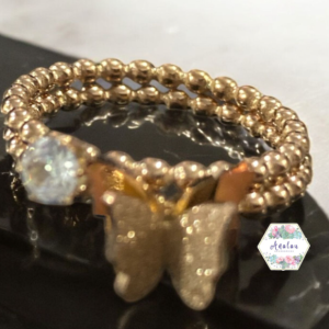 ANILLO MARIPOSA ROSA 1 PIEDRA