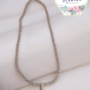 COLLAR CORAZON ROSA PIEDRAS INCRUSTADAS