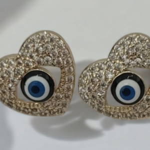 ARETE DE CORAZON OJO INCRUSTADO PLATA