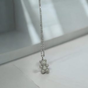 COLLAR PLATA OSO CUERPO INCRUSTADO