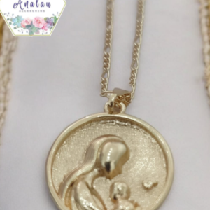 COLLAR MEDALLA MAMA BEBE DORADO