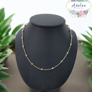 COLLAR EN TIRA BOLAS DORADO