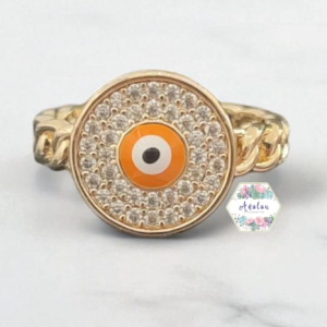 ANILLO DE OJO DORADO AMARILLO INCRUSTADO