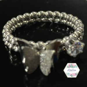 ANILLO DOBLE PLATA MARIPOSA 1 PIEDRA