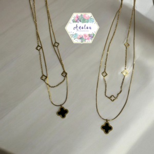 COLLAR DOBLE TREBOL NEGRO