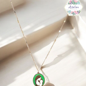 COLLAR PLATA VERDE MAMA