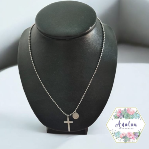 COLLAR CRUZ PLATA CON CIRCULO PLATA