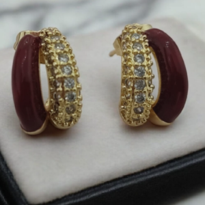 ARETE DOBLE ROJO PIEDRAS INSCRUSTADO