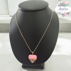 COLLAR CORAZON ROSA ARCOIRIS