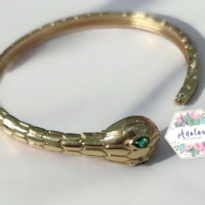 PULSERA SERPIENTE DORADA OJOS VERDE 2