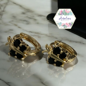 ARETE MARIPOSA NEGRO DORADO