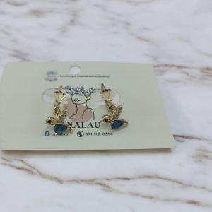 ARETE DORADO COLIBRI AZUL