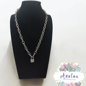 COLLAR CANDADO INCRUSTADO PLATA