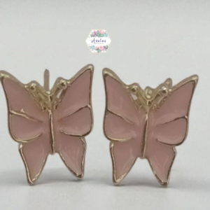 ARETE MARIPOSA ROSA LISO ALAS LARGAS