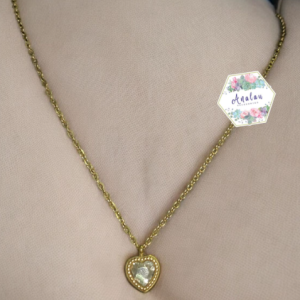COLLAR DORADO CORAZON PIEDRA BLANCO PUNTOS
