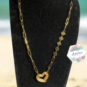 COLLAR CORAZON DORADO 2 CADENAS