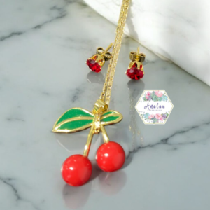 COLLAR CEREZA LISO HOJA