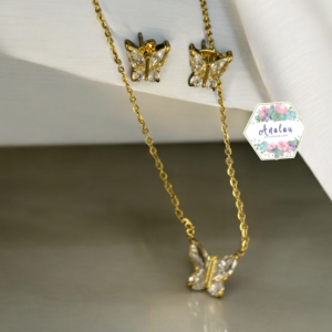 COLLAR ARETES MARIPOSA DORADO EXQUISITA