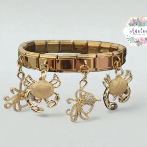 PULSERA ITALIANA DORADA PULPO CANGREJO