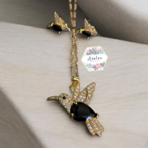 COLLAR ARETE COLIBRI NEGRO