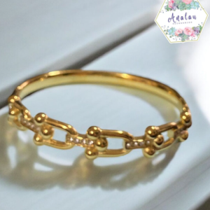 BRAZALETE DORADO ESLABON PIEDRA
