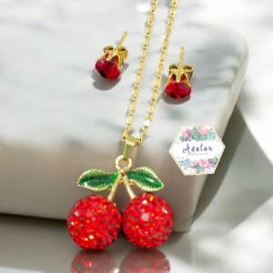 COLLAR CEREZA INCRUTADA ROJA