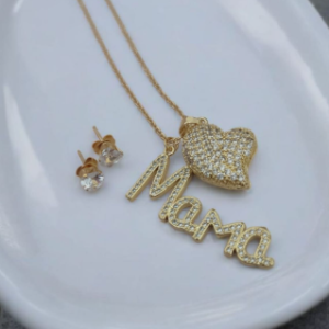 COLLAR MAMA CORAZON GRANDE INCRUSTADO