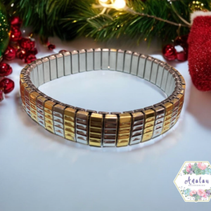 PULSERA PLATA DORADA RECT 4LINEAS